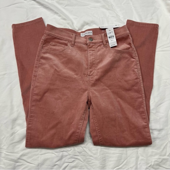 NWT Ann Taylor LOFT High Waisted Corduroy The Skinny Regular Mauve Pink Jeans - Picture 2 of 5